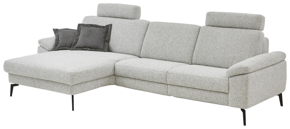 ECKSOFA  in Chenille Silberfarben  171/309 cm  - Silberfarben/Schwarz, Design, Textil/Metall (171/309cm) - Valdera