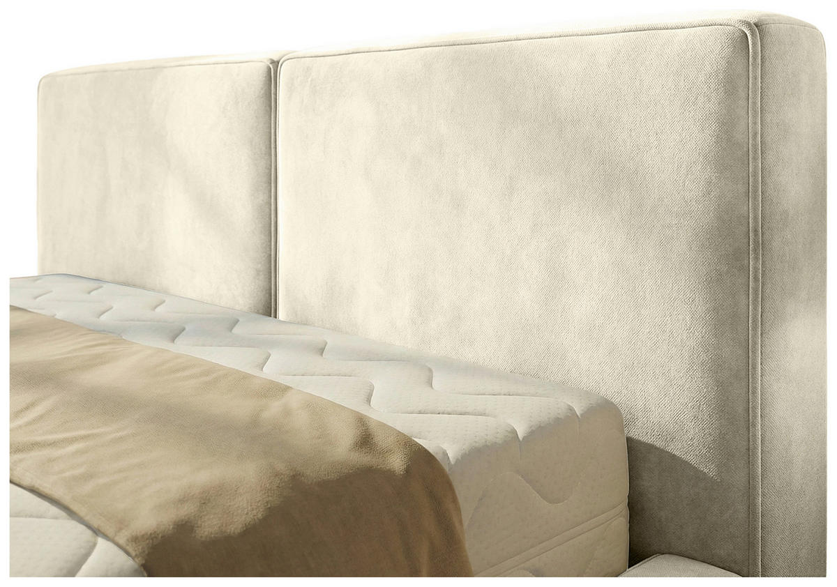 POLSTERBETT 180/200 cm,  in Beige, gepolstertes Kopfteil, Lattenrost, Bettkasten,  - Beige/Schwarz, MODERN, Holz/Kunststoff (180/200cm) - Chameo