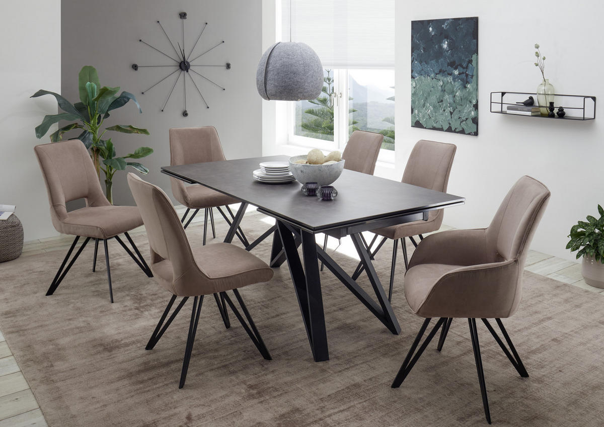 ESSTISCH in Metall, Glas, Keramik 180/95/75 cm  - Anthrazit/Schwarz, Design, Glas/Keramik (180/95/75cm) - MID.YOU