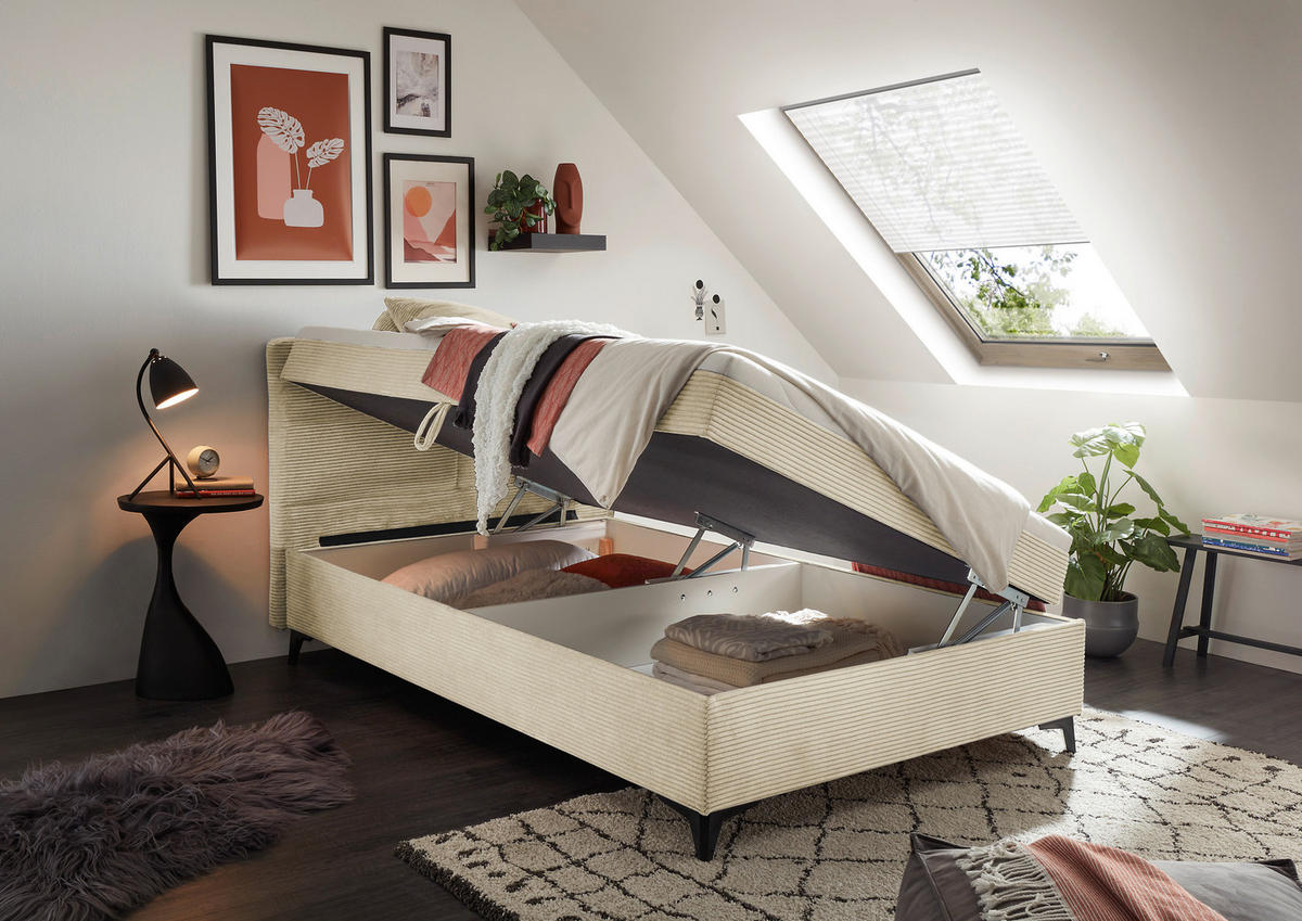 BOXBETT 120/200 cm  in Creme  - Creme, MODERN, Holzwerkstoff/Kunststoff (120/200cm) - MID.YOU