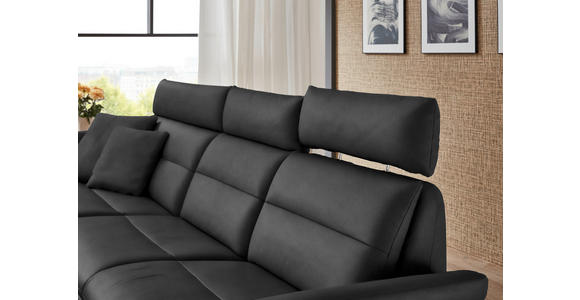 ECKSOFA in Echtleder Anthrazit  169/298 cm  - Anthrazit/Schwarz, Design, Leder/Metall (169/298cm) - Dieter Knoll
