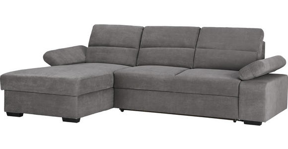 WOHNLANDSCHAFT inkl.Funktionen Hellgrau Webstoff - Dunkelbraun/Hellgrau, Design, Kunststoff/Textil (166/258cm) - Cantus