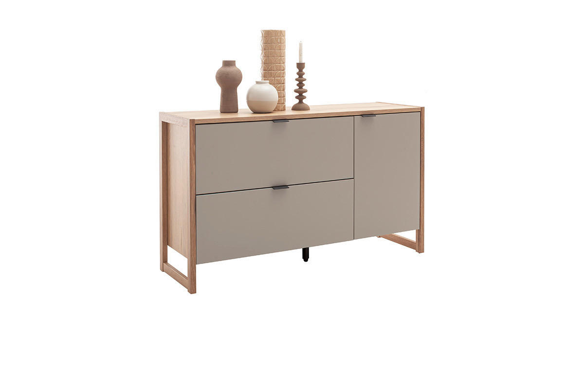 SIDEBOARD  in 140/84/44 cm  - Eichefarben/Anthrazit, Design, Holzwerkstoff/Metall (140/84/44cm) - Hom`in