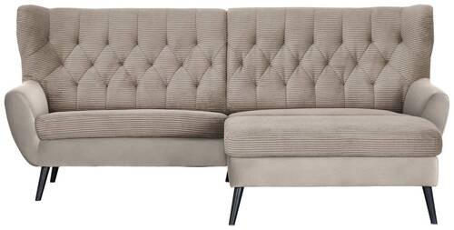 ECKSOFA in Cord Beige  - Beige/Schwarz, Design, Holz/Textil (237/165cm) - Stylife