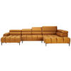 ECKSOFA in Webstoff Currygelb  - Currygelb/Schwarz, Design, Textil/Metall (177/385/216cm) - Welnova