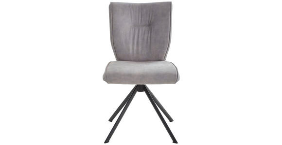 STUHL Lederlook, Velours, Mikrofaser Grau - Schwarz/Grau, Design, Textil/Metall (49/89/61cm) - Dieter Knoll