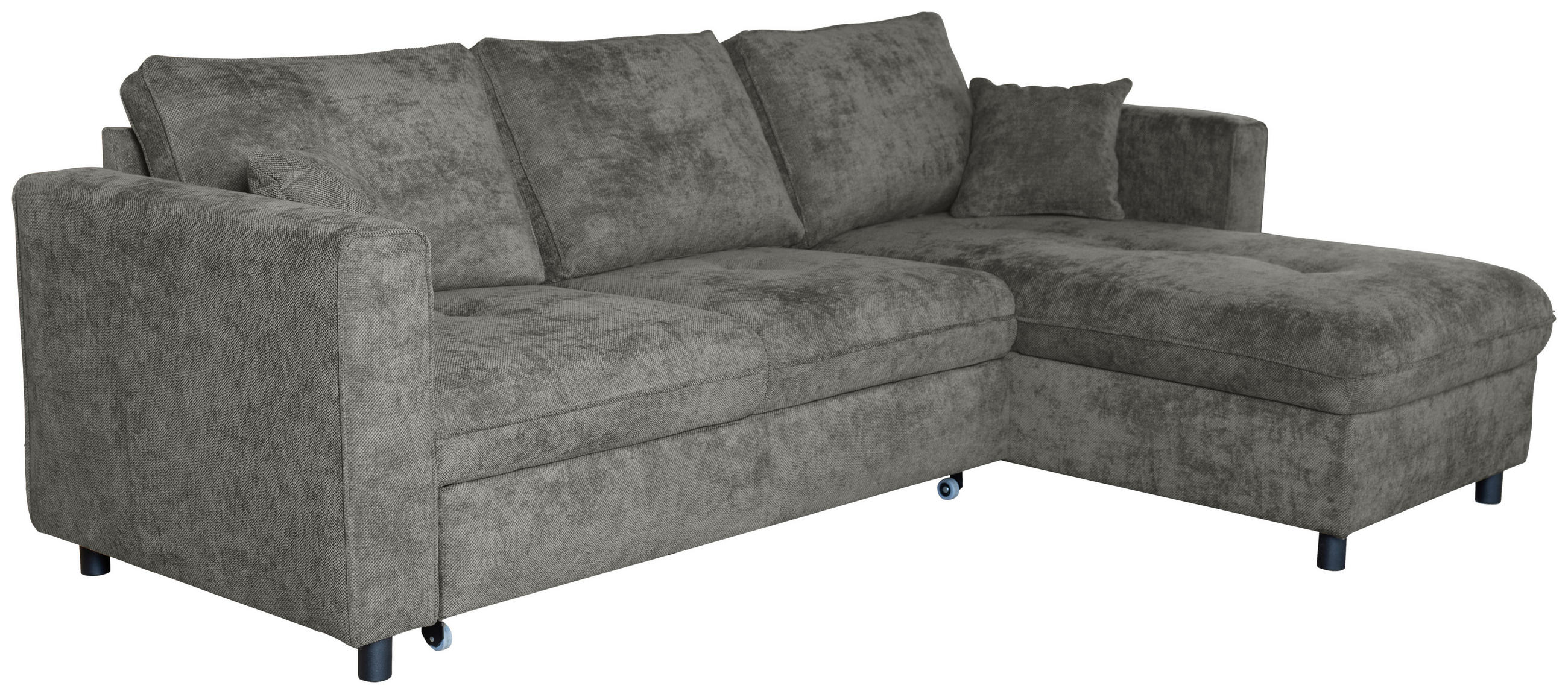 ECKSOFA Grau Flachgewebe  - Schwarz/Grau, KONVENTIONELL, Textil/Metall (252/162cm) - Carryhome