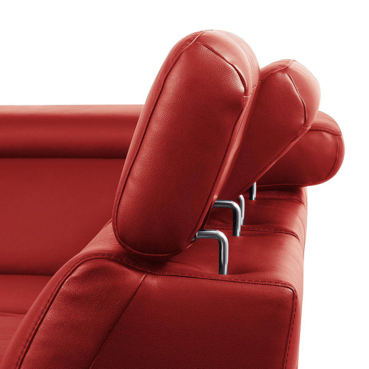 ECKSOFA Rot Echtleder Lederlook Bettkasten, Schlaffunktion, Rücken echt, Armteilverstellung, Kopfteilverstellung, Sitztiefenverstellung  - Rot/Schwarz, Design, Leder/Textil (220/274cm) - Livetastic