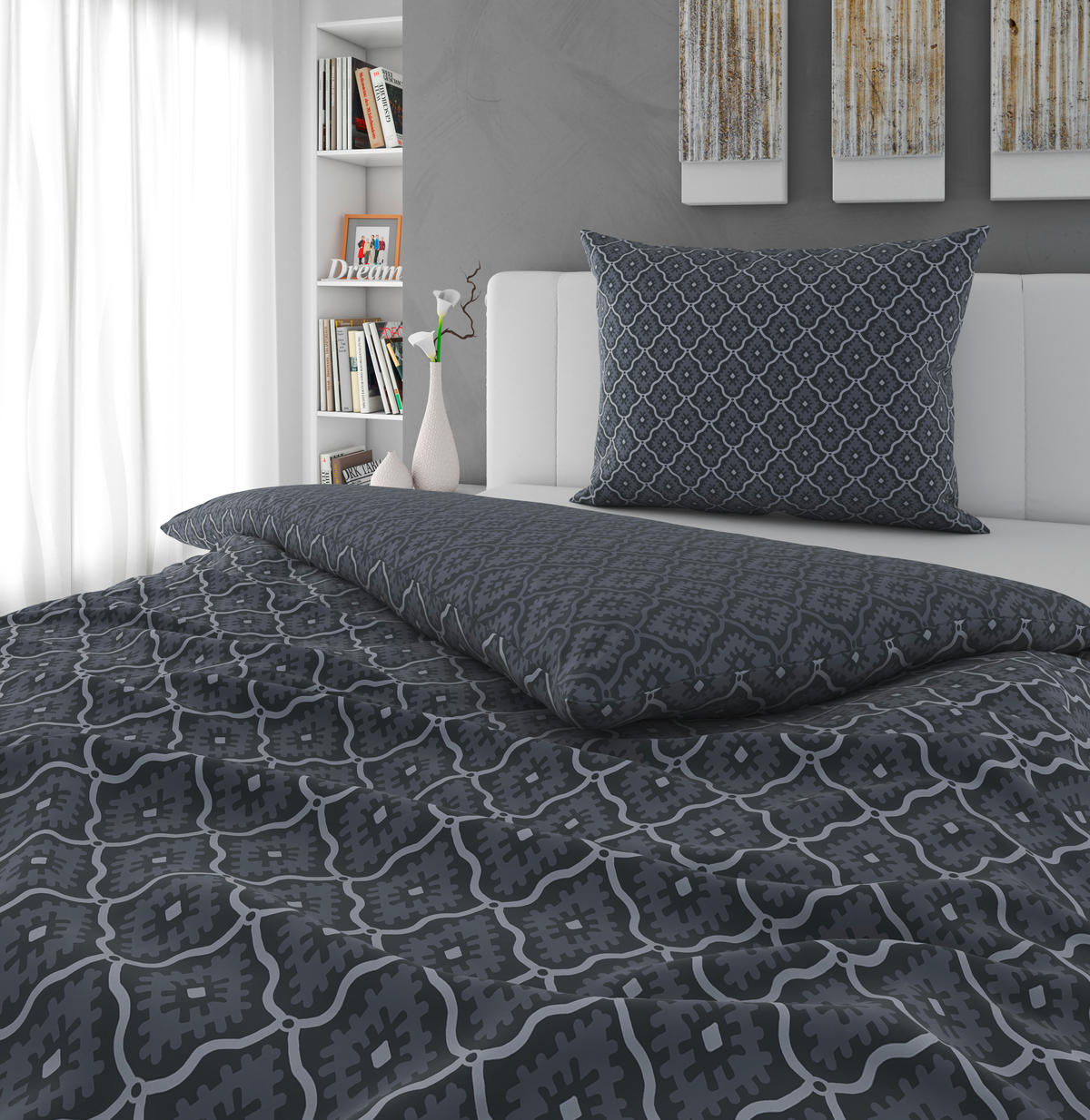 WENDEBETTWÄSCHE 2-teilig Satin 140/200 cm  - Grau, KONVENTIONELL, Textil (140/200cm) - Novel