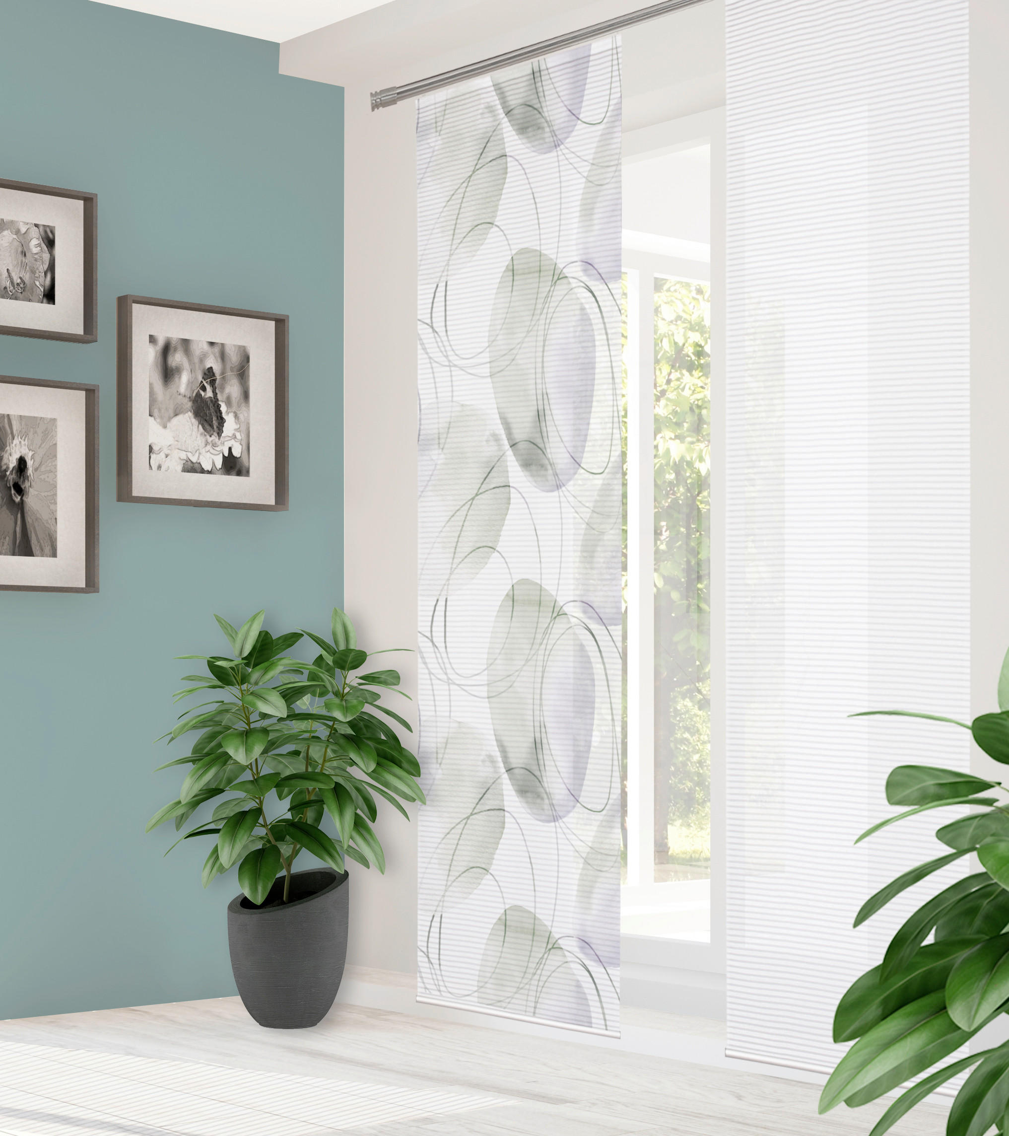 FLÄCHENVORHANG   halbtransparent  60/245 cm   - Flieder/Weiß, Natur, Textil (60/245cm)
