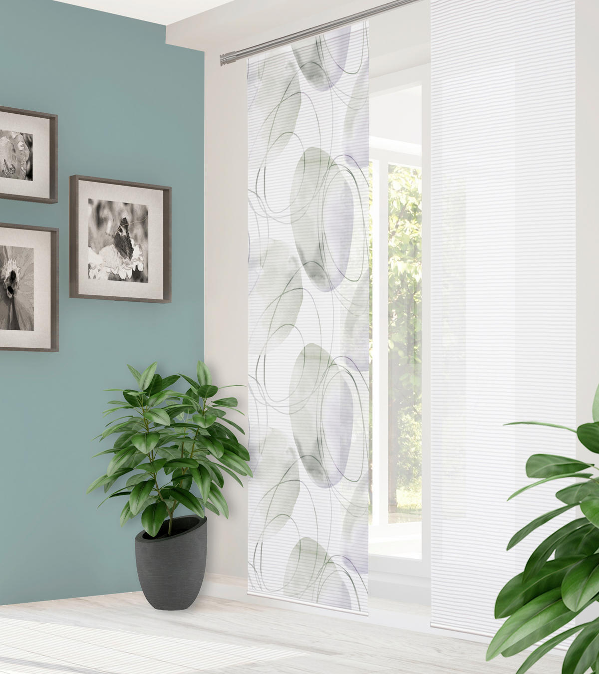 FLÄCHENVORHANG   halbtransparent  60/245 cm   - Flieder/Weiß, Natur, Textil (60/245cm)