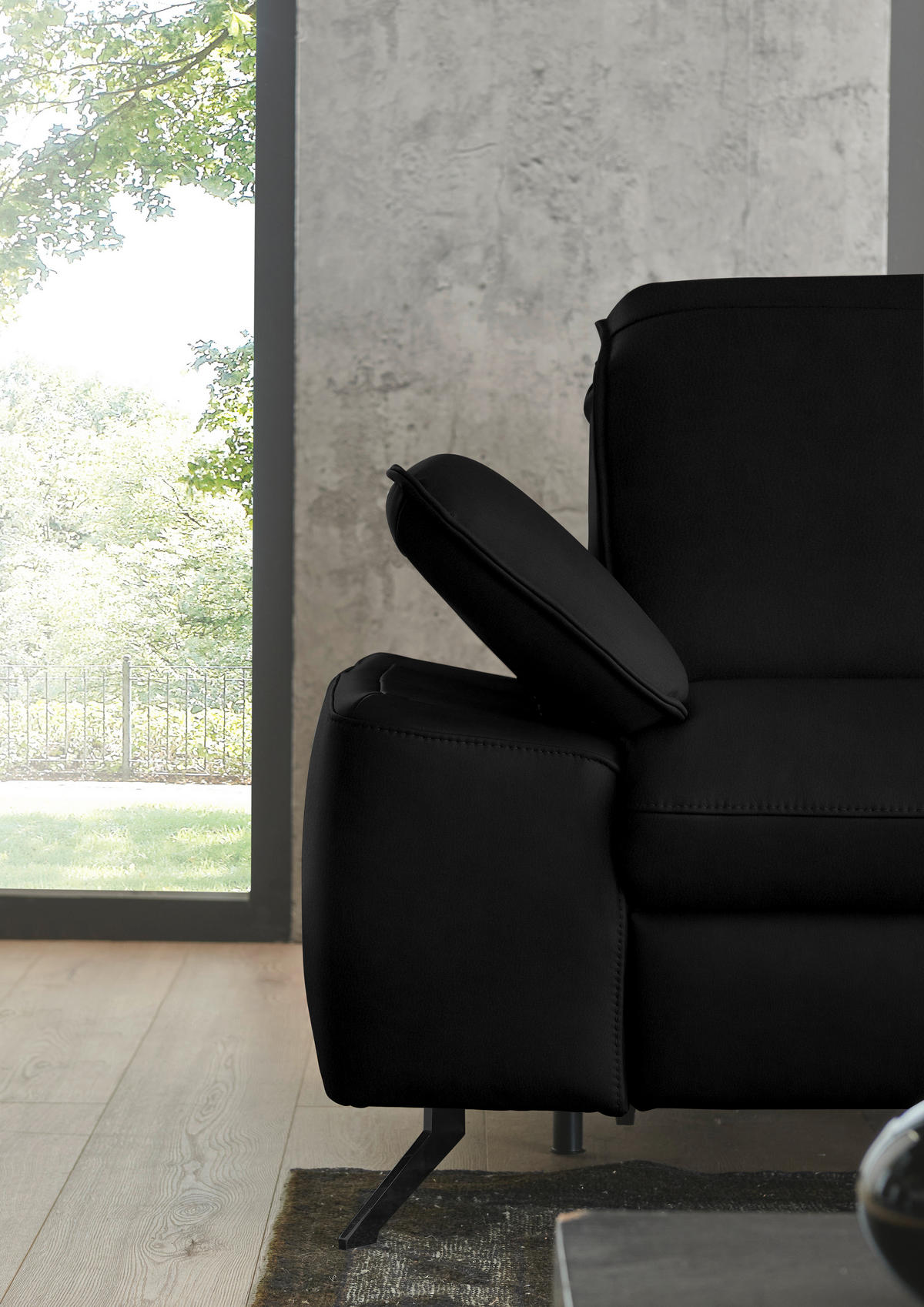 ECKSOFA  Echtleder Schwarz  - Schwarz, Design, Leder/Metall (307/169cm) - Beldomo Premium