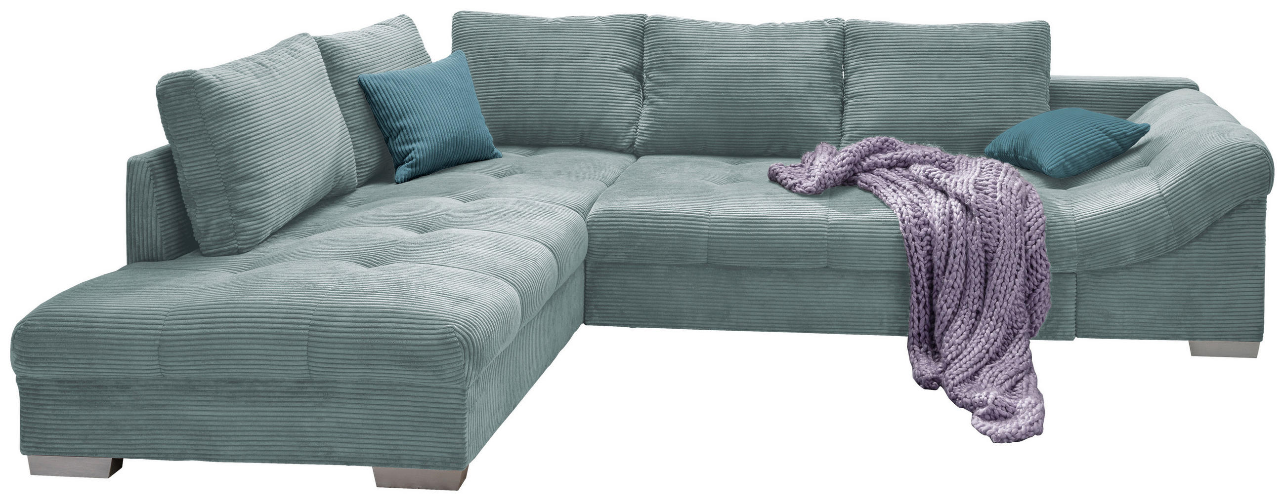 P & B ROHOVÁ SEDAČKA, textil, světle modrá