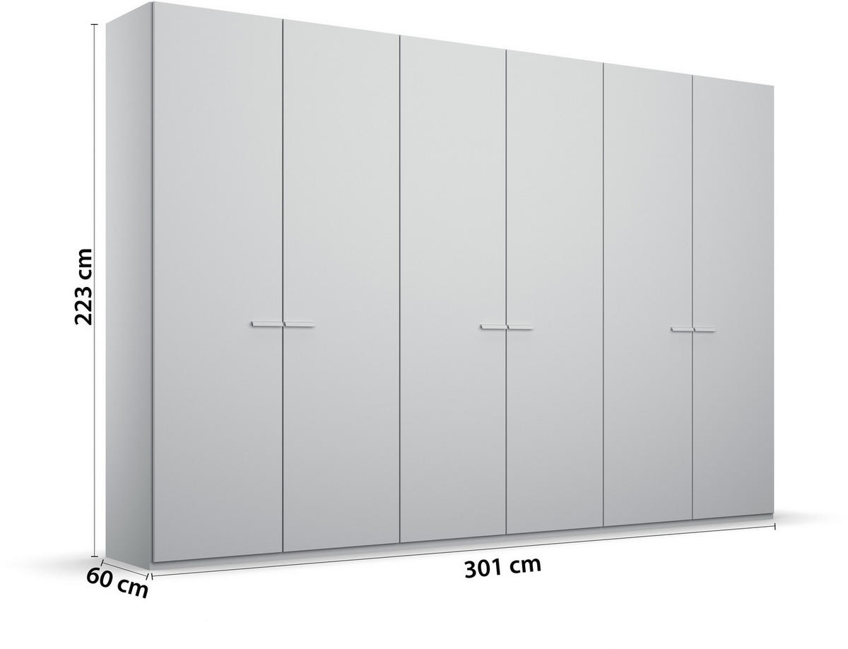 DREHTÜRENSCHRANK in Hellgrau  - Hellgrau, Trend, Glas/Holzwerkstoff (301/223/60cm) - Novel