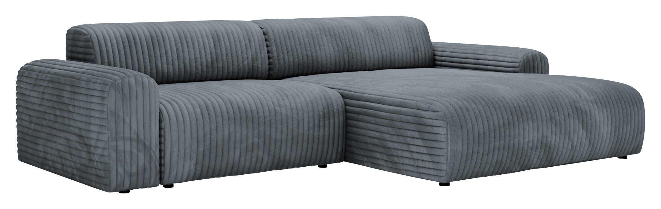 ECKSOFA in Cord Blaugrau  - Blaugrau/Schwarz, Design, Kunststoff/Textil (292/178cm) - Livetastic