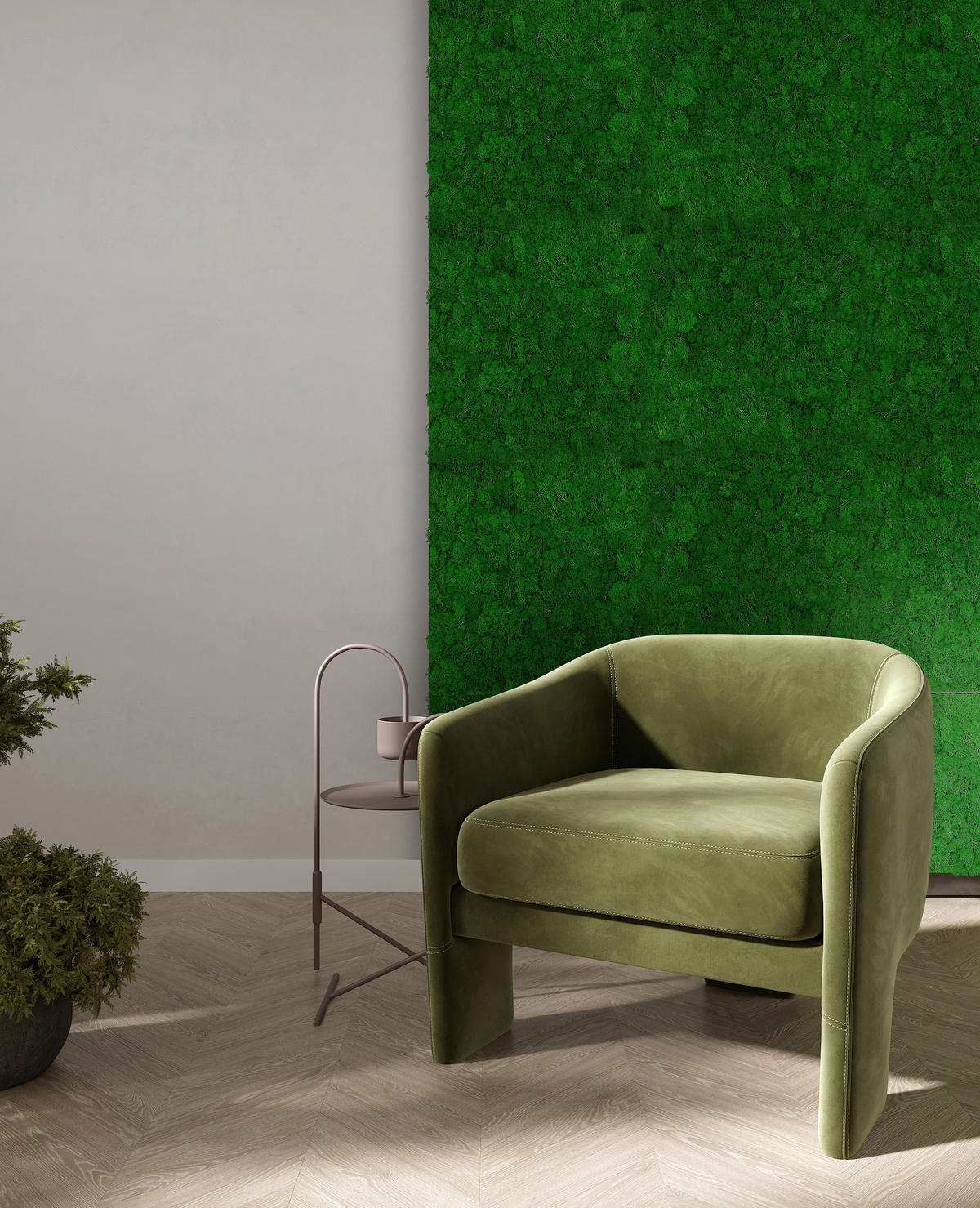 AKUSTIKPANEEL Modular Wall System Moos 52/52/4 cm  - Grün, KONVENTIONELL, Naturmaterialien (52/52/4cm) - Jangal