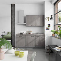 KÜCHENBLOCK Riva 180 cm  in Schieferfarben  - Schieferfarben/Edelstahlfarben, MODERN, Holzwerkstoff/Metall (180cm) - Nobilia