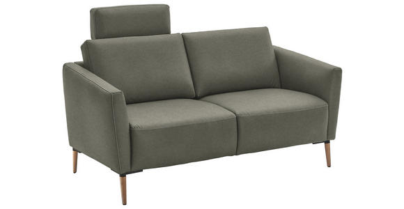 2-SITZER-SOFA  in Echtleder Grau   - Eichefarben/Beige, Natur, Leder/Holz (182/86/87cm) - Valnatura