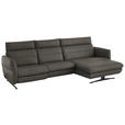 ECKSOFA in Echtleder Dunkelgrau  300/157 cm  - Dunkelgrau/Schwarz, Design, Leder/Metall (300/157cm) - Dieter Knoll