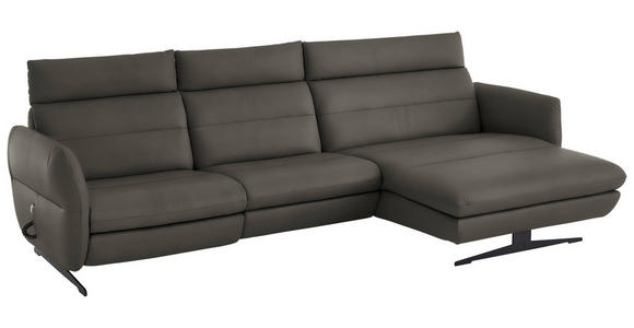 ECKSOFA in Echtleder Dunkelgrau  300/157 cm  - Dunkelgrau/Schwarz, Design, Leder/Metall (300/157cm) - Dieter Knoll