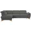ECKSOFA in Flachgewebe Grau  - Eichefarben/Grau, Modern, Holz/Textil (212/287cm) - Valnatura