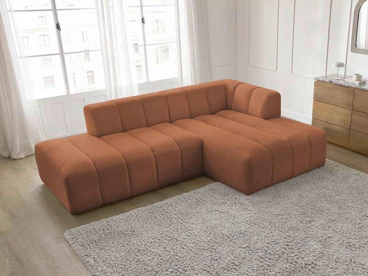 ECKSOFA  ANNECY Orange Bouclé  - Schwarz/Orange, MODERN, Kunststoff/Textil (262/170cm)