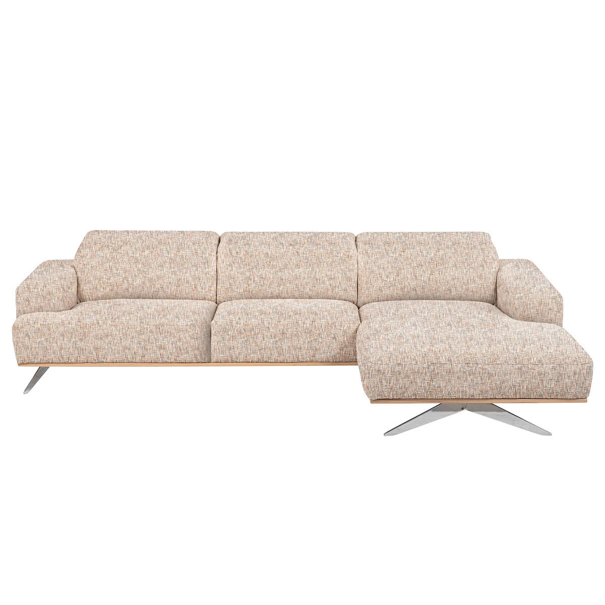 ECKSOFA PORTLAND in Struktur Blau, Gelb, Rot, Weiß Kopfteilverstellung  295/187 cm  - Chromfarben/Blau, Design, Holz/Textil (295/187cm) - Livetastic