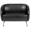 2-SITZER-SOFA  in Lederlook Schwarz  - Chromfarben/Schwarz, MODERN, Textil/Metall (118/85/58cm) - MID.YOU