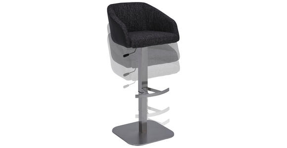 BARHOCKER Flachgewebe Anthrazit, Schwarz, Edelstahlfarben - Edelstahlfarben/Anthrazit, Design, Textil/Metall (50/82-107/50cm) - Dieter Knoll