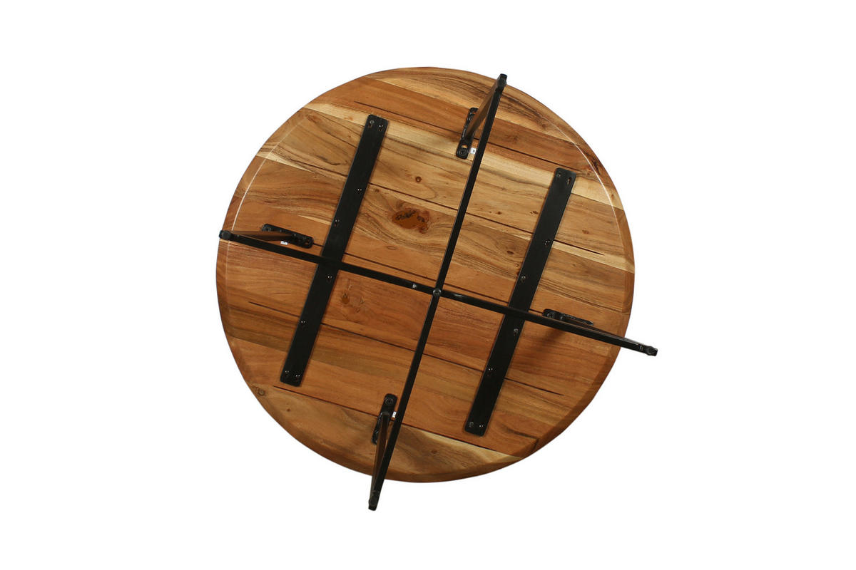COUCHTISCH Akazie vollmassiv rund Akaziefarben, Schwarz  - Schwarz/Akaziefarben, Design, Holz/Metall (80cm) - Livetastic