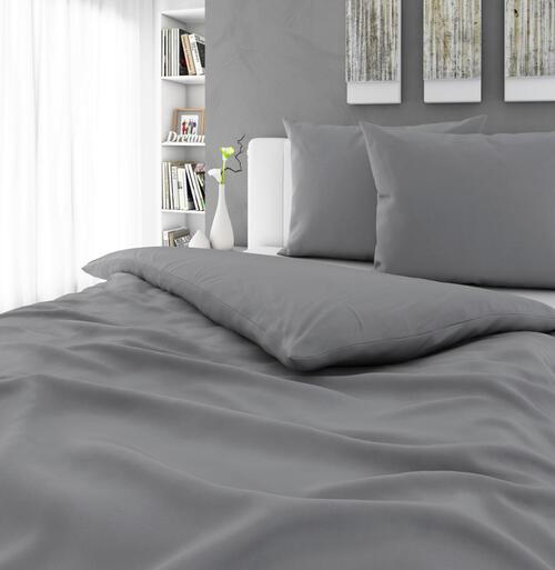 POVLEČENÍ, satén, šedá, 200/200 cm - šedá, Basics, textil (200/200cm) - Novel