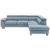 ECKSOFA in Mikrofaser Blau  - Blau/Eichefarben, Natur, Holz/Textil (273/226cm) - Beldomo System