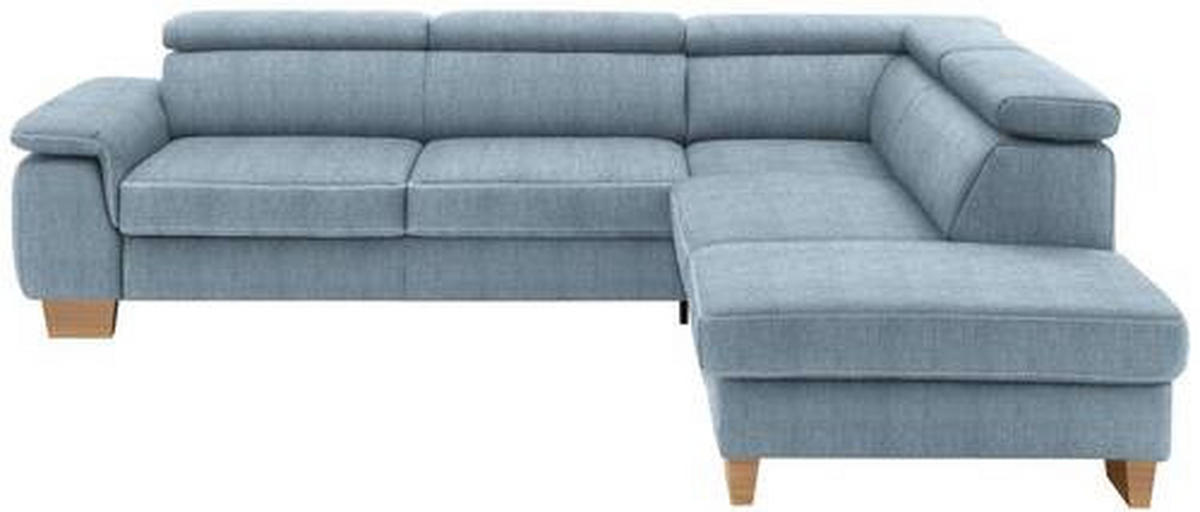 ECKSOFA in Mikrofaser Blau  - Blau/Eichefarben, Natur, Holz/Textil (273/226cm) - Beldomo System