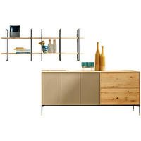 WOHNWAND  in Buchefarben, Greige  279,7/171,6/47 cm  - Greige/Buchefarben, Design, Glas/Holz (279,7/171,6/47cm) - Anrei