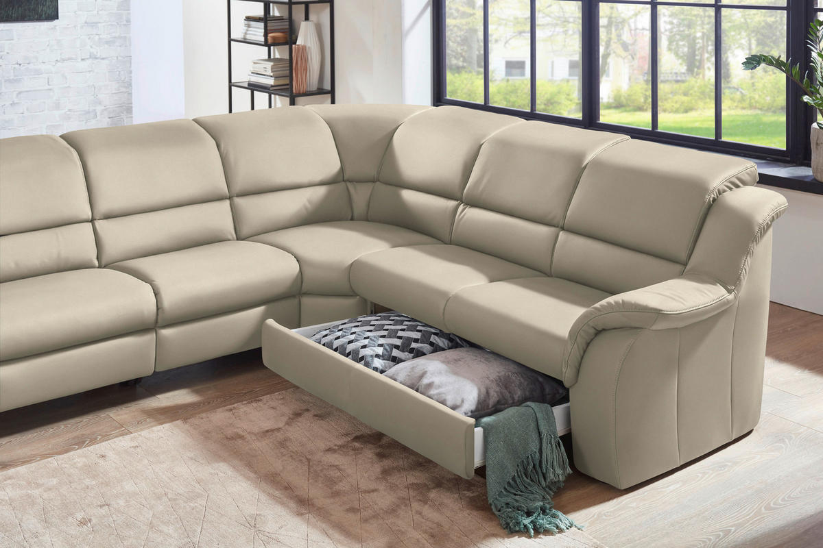 ECKSOFA  in Echtleder Seidengrau  324/260 cm  - Chromfarben/Seidengrau, KONVENTIONELL, Leder/Kunststoff (324/260cm) - Cantus