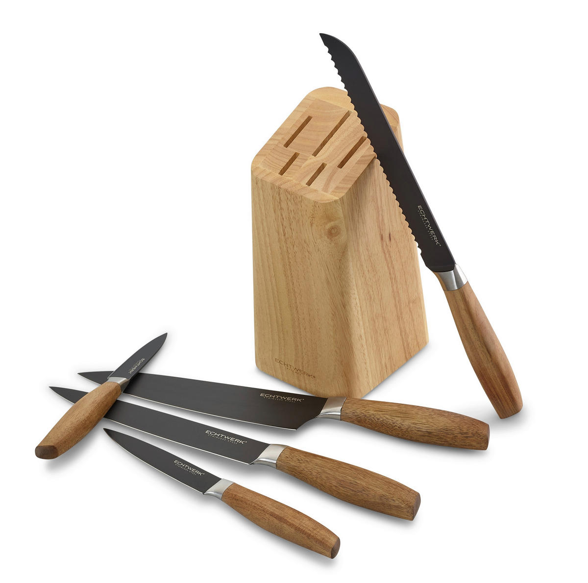 KNIVBLOCK  - akaciefärgad, Basics, trä (22,7cm) - Echtwerk