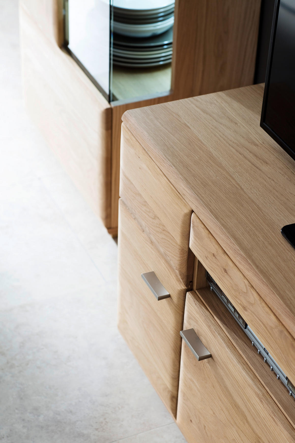 TV-ELEMENT 180/58/50 cm  - Eichefarben/Nickelfarben, Design, Holz/Holzwerkstoff (180/58/50cm) - Livetastic