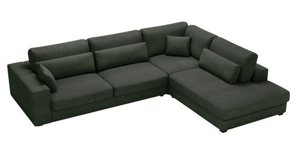 ECKSOFA Dunkelgrün Cord  - Dunkelgrün/Schwarz, KONVENTIONELL, Kunststoff/Textil (314/250cm) - Carryhome