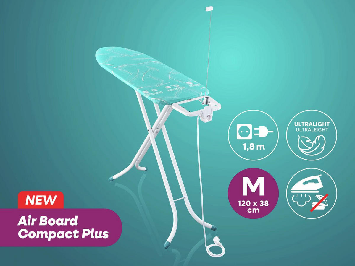 BÜGELBRETT  AIR BOARD M COMPACT PLUS  - Türkis, Basics, Metall (141/40/158cm) - Leifheit