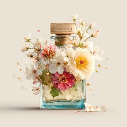 Euroart Glasbild Floral Perfume I Mehrfarbig 20x20x1.4 cm