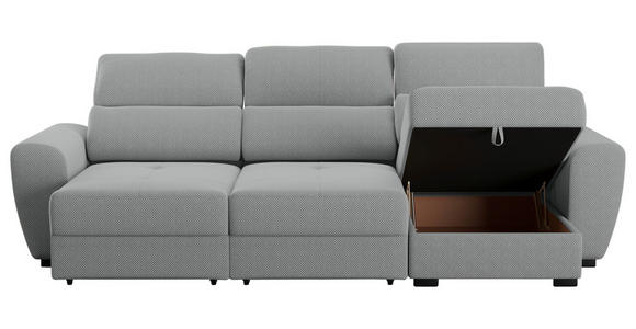 ECKSOFA  in Velours Grau  - Schwarz/Grau, KONVENTIONELL, Kunststoff/Textil (285/177cm) - Carryhome