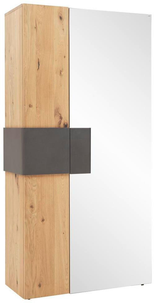 GARDEROBENSCHRANK Wildeiche furniert, massiv, mehrschichtige Massivholzplatte (Tischlerplatte) Anthrazit, Eichefarben - Eichefarben/Anthrazit, Natur, Glas/Holz (97,2/194/43,5cm) - Voglauer
