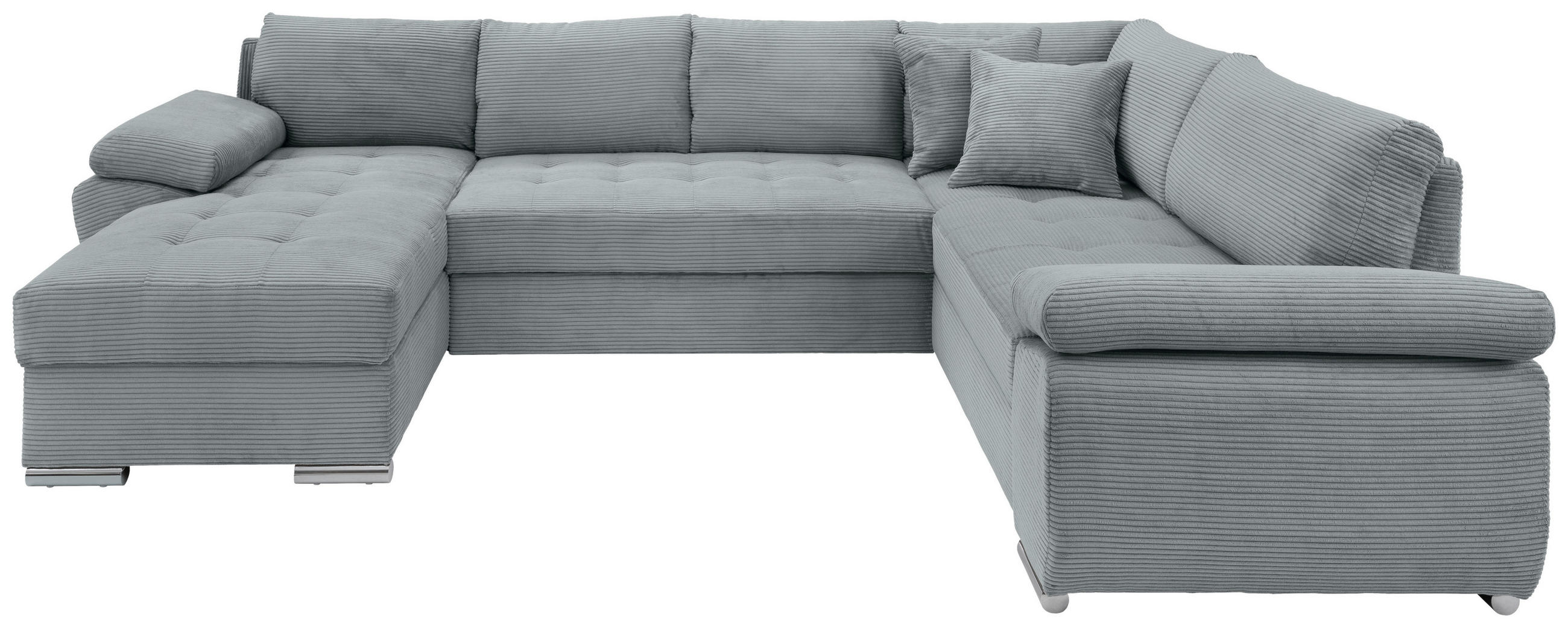 WOHNLANDSCHAFT in Cord Hellblau  - Chromfarben/Hellblau, Konventionell, Textil/Metall (157/305/219cm) - Livetastic