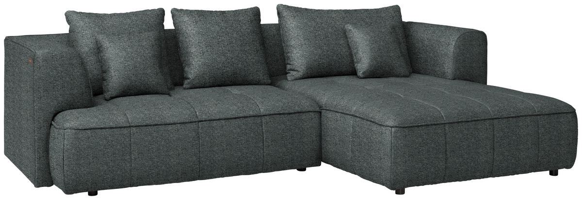 ECKSOFA Webstoff Dunkelgrau  - Dunkelgrau/Schwarz, Design, Kunststoff/Textil (288/188cm) - Welnova