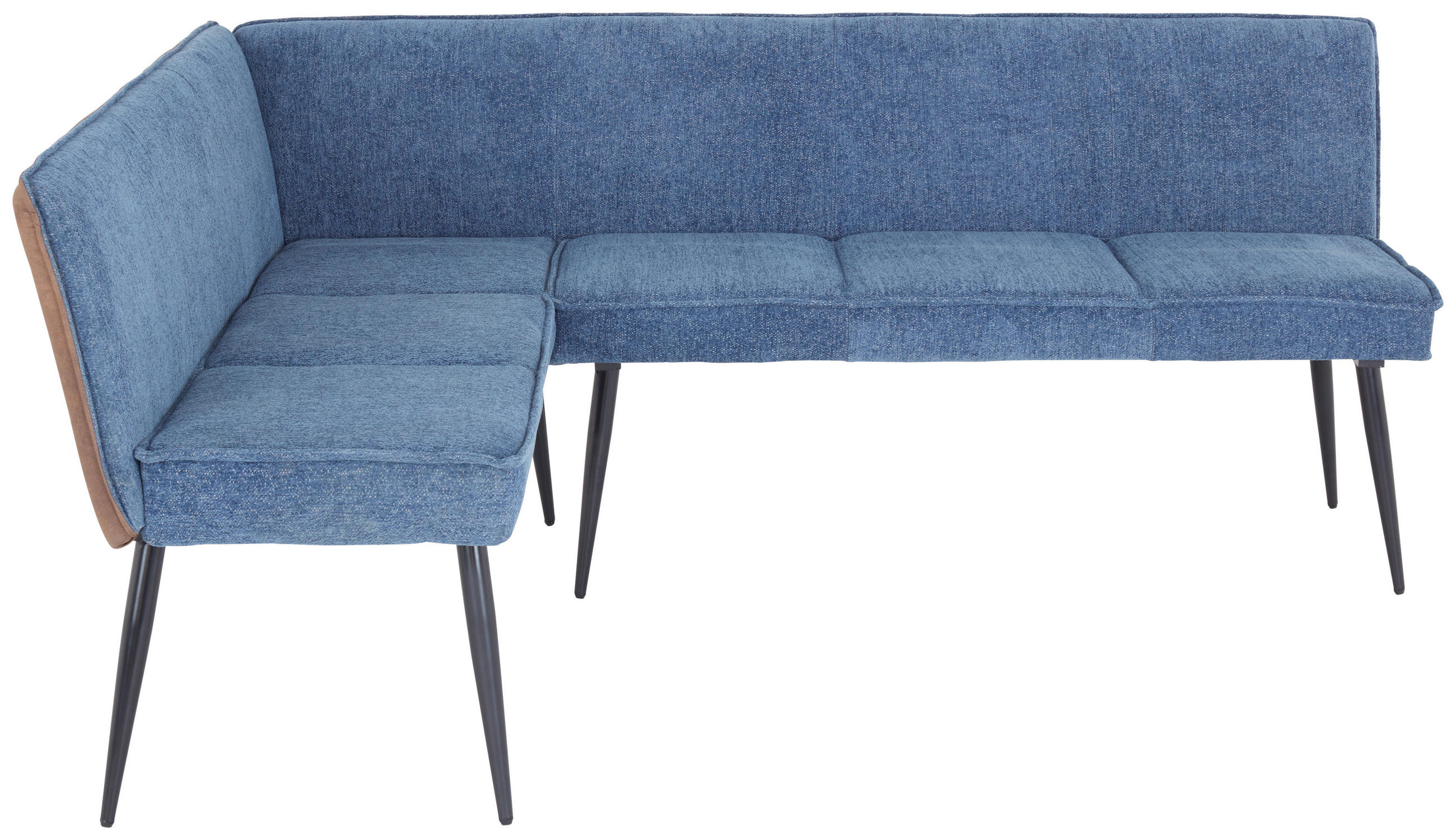 ECKBANK 154/194 cm Webstoff, Leinenoptik Blau, Braun   - Blau/Schwarz, MODERN, Textil/Metall (154/194cm) - MID.YOU