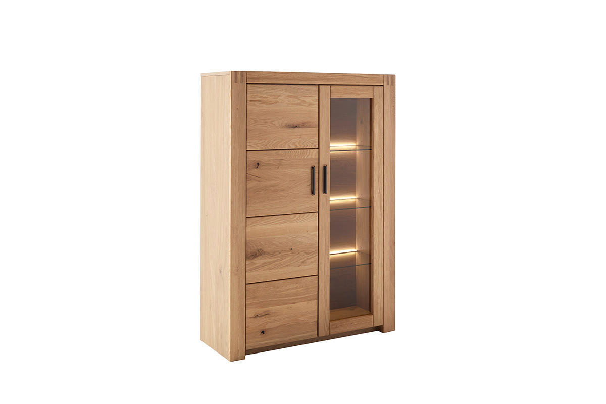 HIGHBOARD  in 97/139/37 cm  - Eichefarben/Anthrazit, Design, Glas/Holz (97/139/37cm) - Livetastic