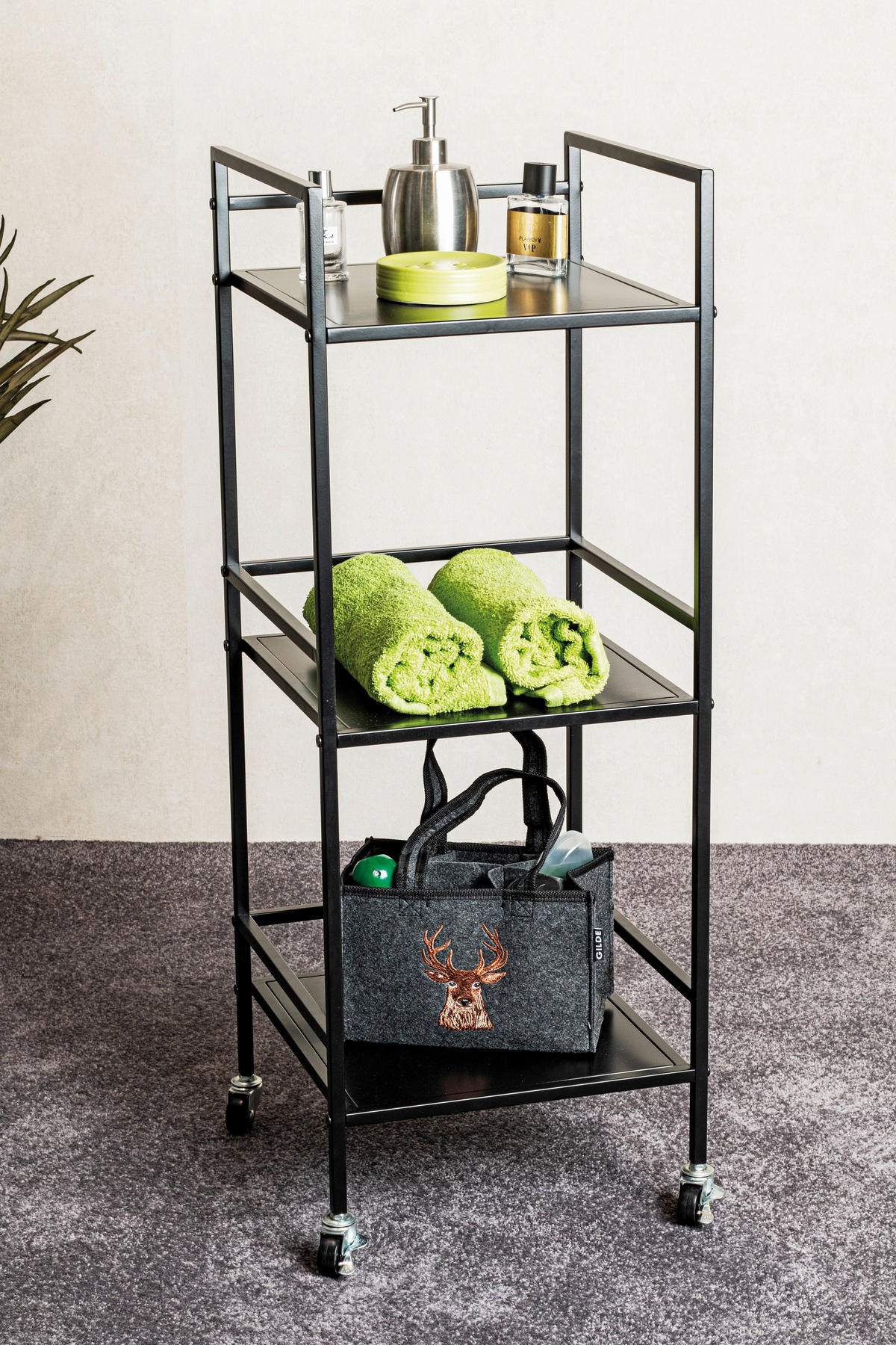 ODKLÁDACÍ STOLEK, černá - černá, Design, kov/plast (35/35/92cm)