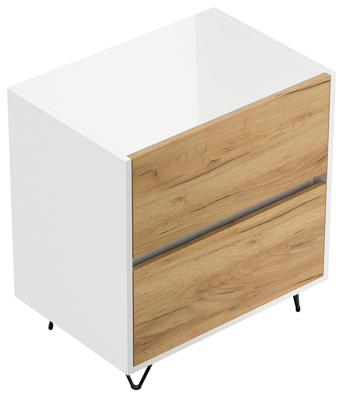 NACHTTISCH 61,2/65/42 cm  - Eichefarben/Schwarz, Basics, Holzwerkstoff/Metall (61,2/65/42cm) - MID.YOU