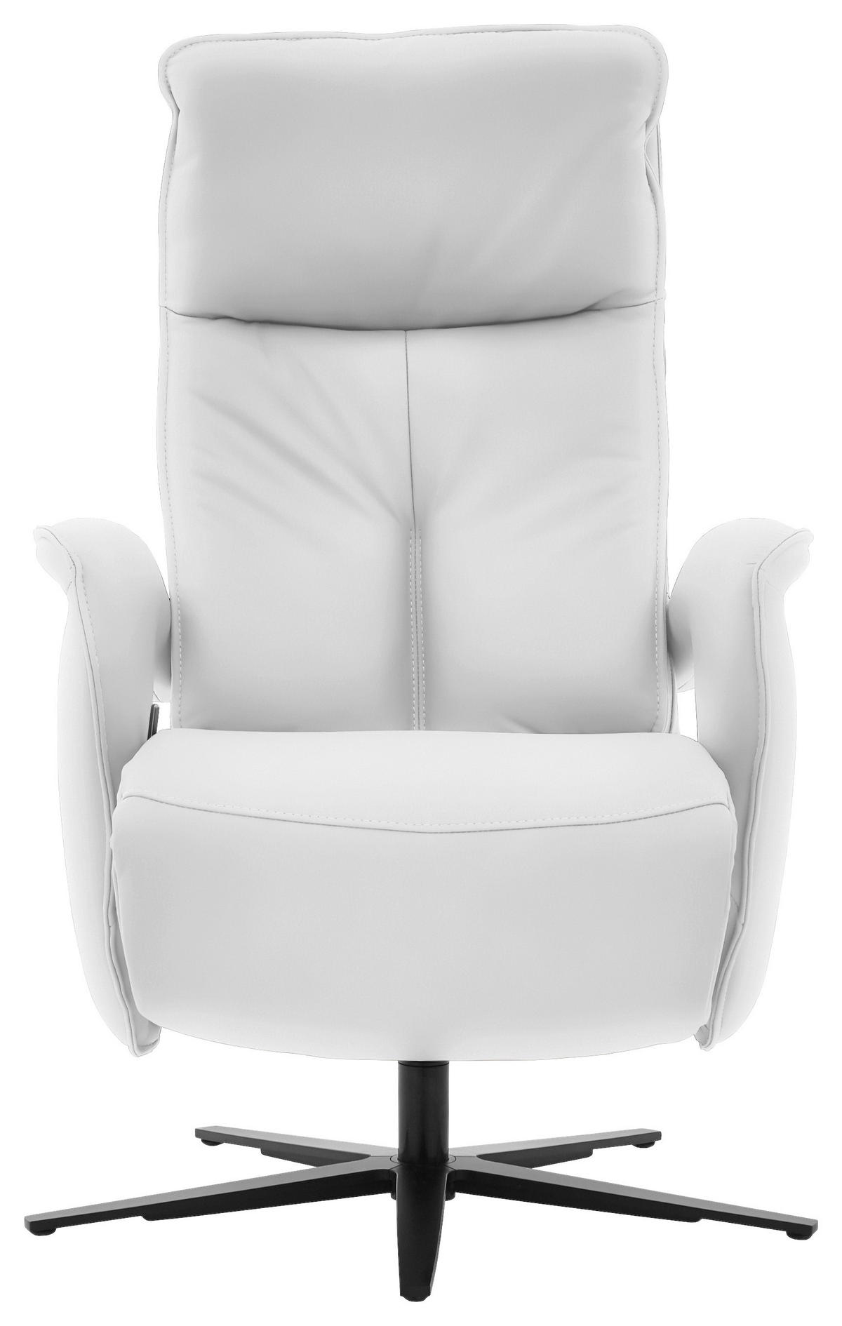 RELAXSESSEL in Leder Weiss  - Weiss/Schwarz, Design, Leder/Metall (77/110/87cm) - Valdera