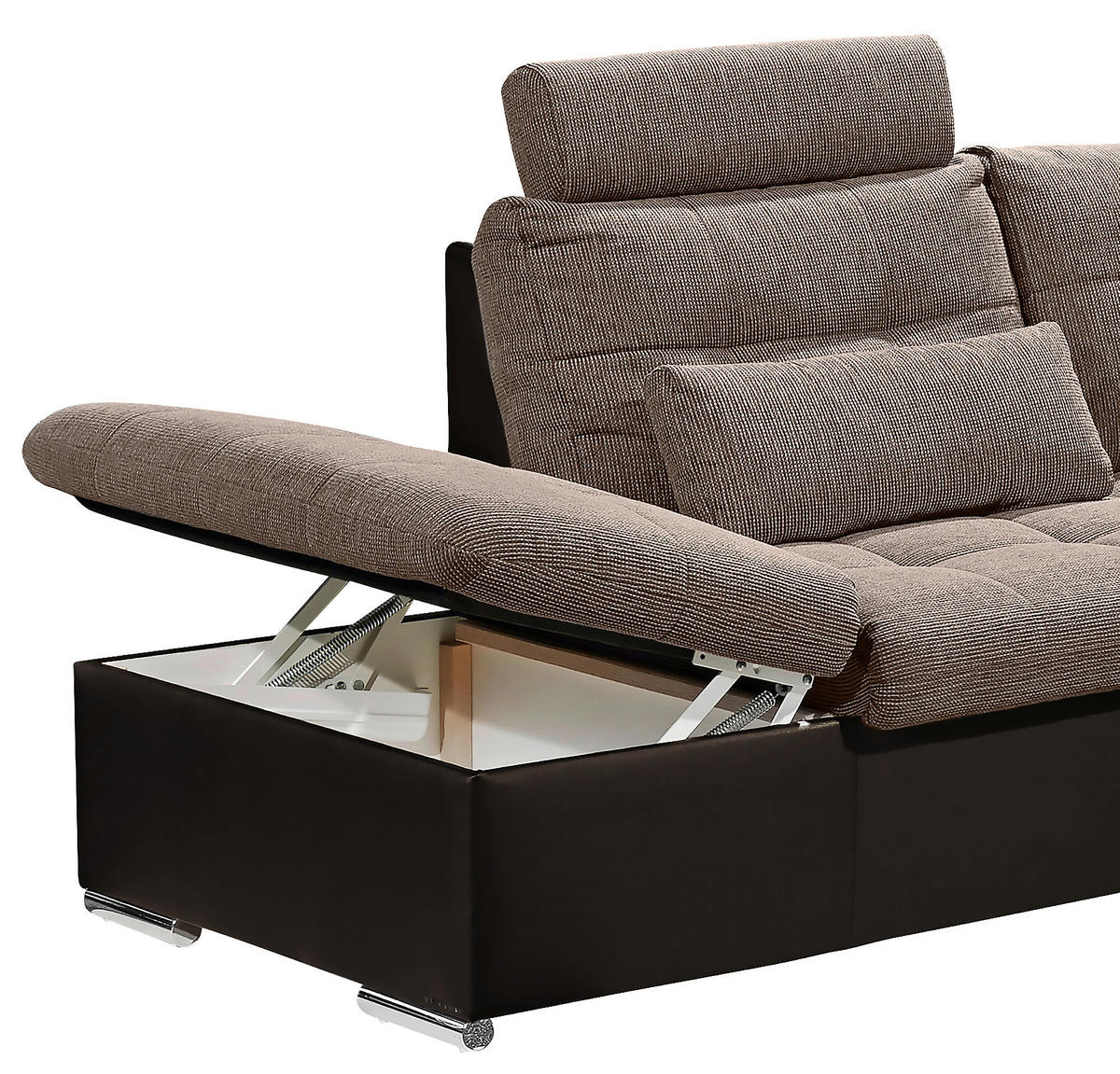 WOHNLANDSCHAFT Dunkelbraun, Hellbraun Webstoff  - Hellbraun/Dunkelbraun, MODERN, Textil (218/324/170cm) - MID.YOU